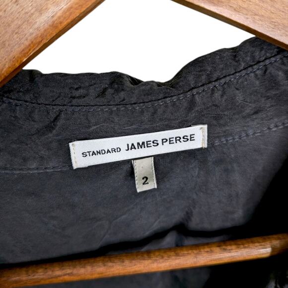 James Perse Crupo Button Front Shirt Dress Medium Black Drawstring Casual - Picture 7 of 11